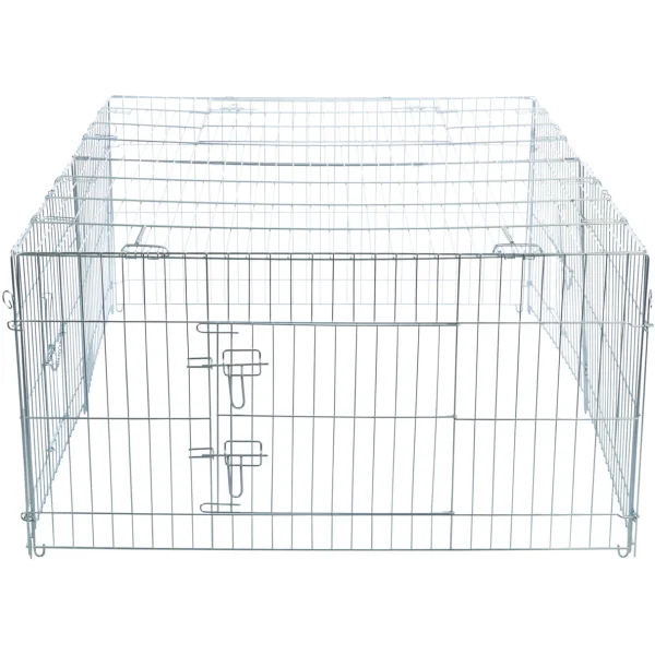 Freilaufgehege mit Abdeckung, Metall 144x58x116 cm