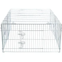 Freilaufgehege mit Abdeckung, Metall 144x58x116 cm