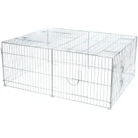 Freilaufgehege mit Abdeckung, Metall 144x58x116 cm