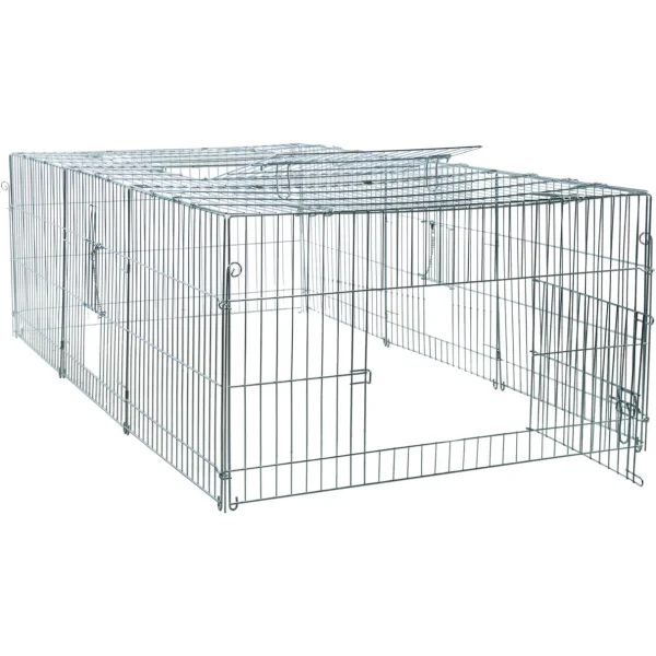 Freilaufgehege mit Abdeckung, Metall 216x65x116 cm