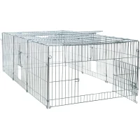 Freilaufgehege mit Abdeckung, Metall 216x65x116 cm