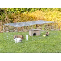 Freilaufgehege mit Abdeckung, Metall 216x65x116 cm
