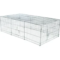 Freilaufgehege mit Abdeckung, Metall 216x65x116 cm