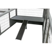 Freilaufgehege XL mit Abdeckung, Holz, grau 233x79x116 cm