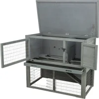 Kleintierstall mit Freilaufgehege, grau 116x97x63 cm