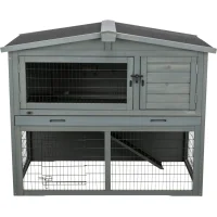 Kleintierstall mit Freilaufgehege, grau 124x102x78 cm