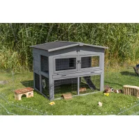 Kleintierstall XL, 2-stöckig, grau 135x115x112 cm