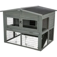 Kleintierstall XL, 2-stöckig, grau 135x115x112 cm