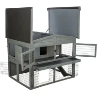 Kleintierstall XL, 2-st&ouml;ckig, grau 135x115x112 cm