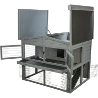 Kleintierstall XL, 2-st&ouml;ckig, grau 135x115x112 cm