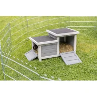 Kleintierhaus mit 2 Ausgängen, grau/weiß...