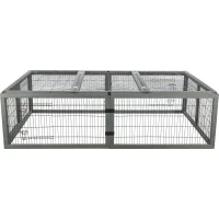 Freilaufgehege mit Abdeckung, Holz, grau 174x48x109
