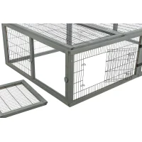 Freilaufgehege mit Abdeckung, Holz, grau 174x48x109