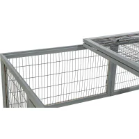 Freilaufgehege mit Abdeckung, Holz, grau 174x48x109