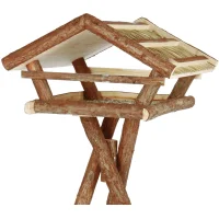 Futterhaus mit Ständer, Rindenholz,  Holz-Optik...