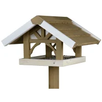 Futterhaus mit Ständer, Kiefernholz, grau/weiß...