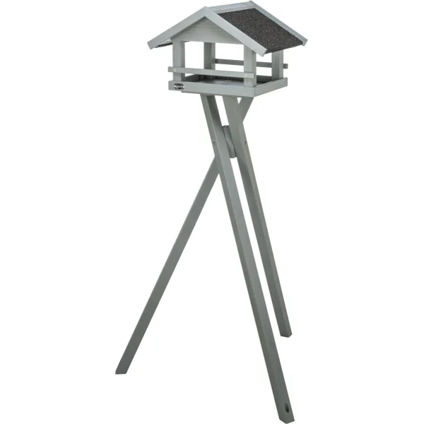 Futterhaus mit Ständer, Kiefernholz, grau 41 ×...