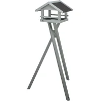 Futterhaus mit Ständer, Kiefernholz, grau 41 ×...