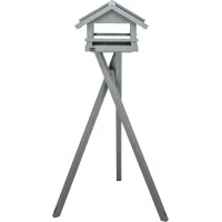 Futterhaus mit Ständer, Kiefernholz, grau 41 ×...