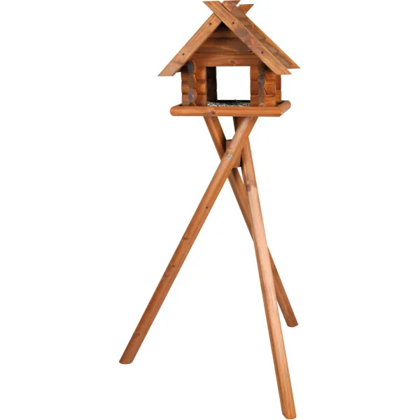 Block-Futterhaus mit Ständer, Kiefernholz, braun