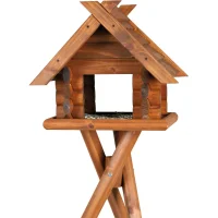 Block-Futterhaus mit Ständer, Kiefernholz, braun