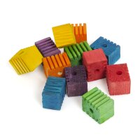 Bunte Holzteile geriffelt, 12 Stück