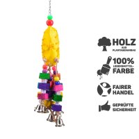 Vogelspielzeug - Five Bell mit Gl&ouml;ckchen und B&uuml;ffelhautschuh